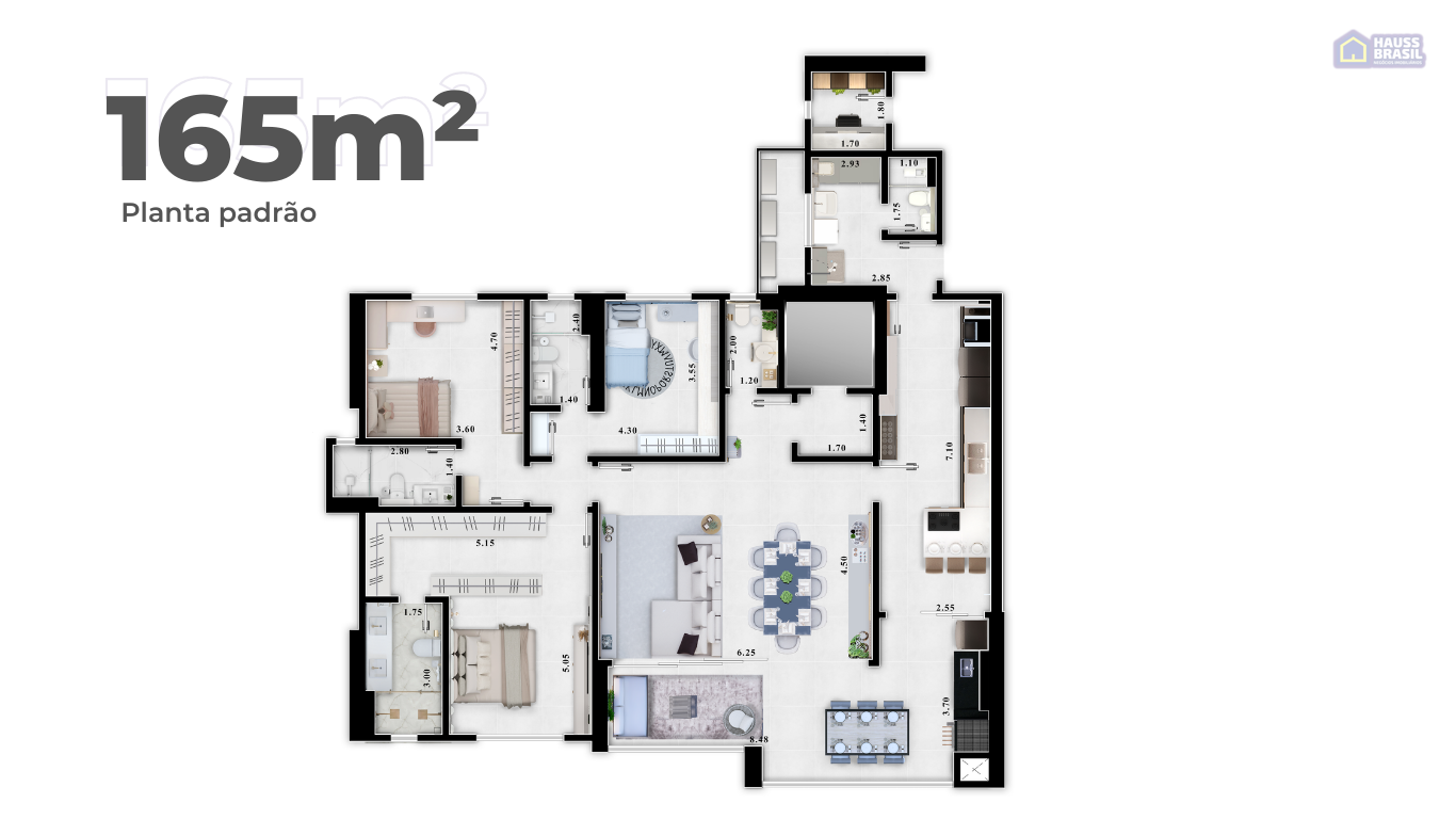 Planta do apartamento de 166m²
