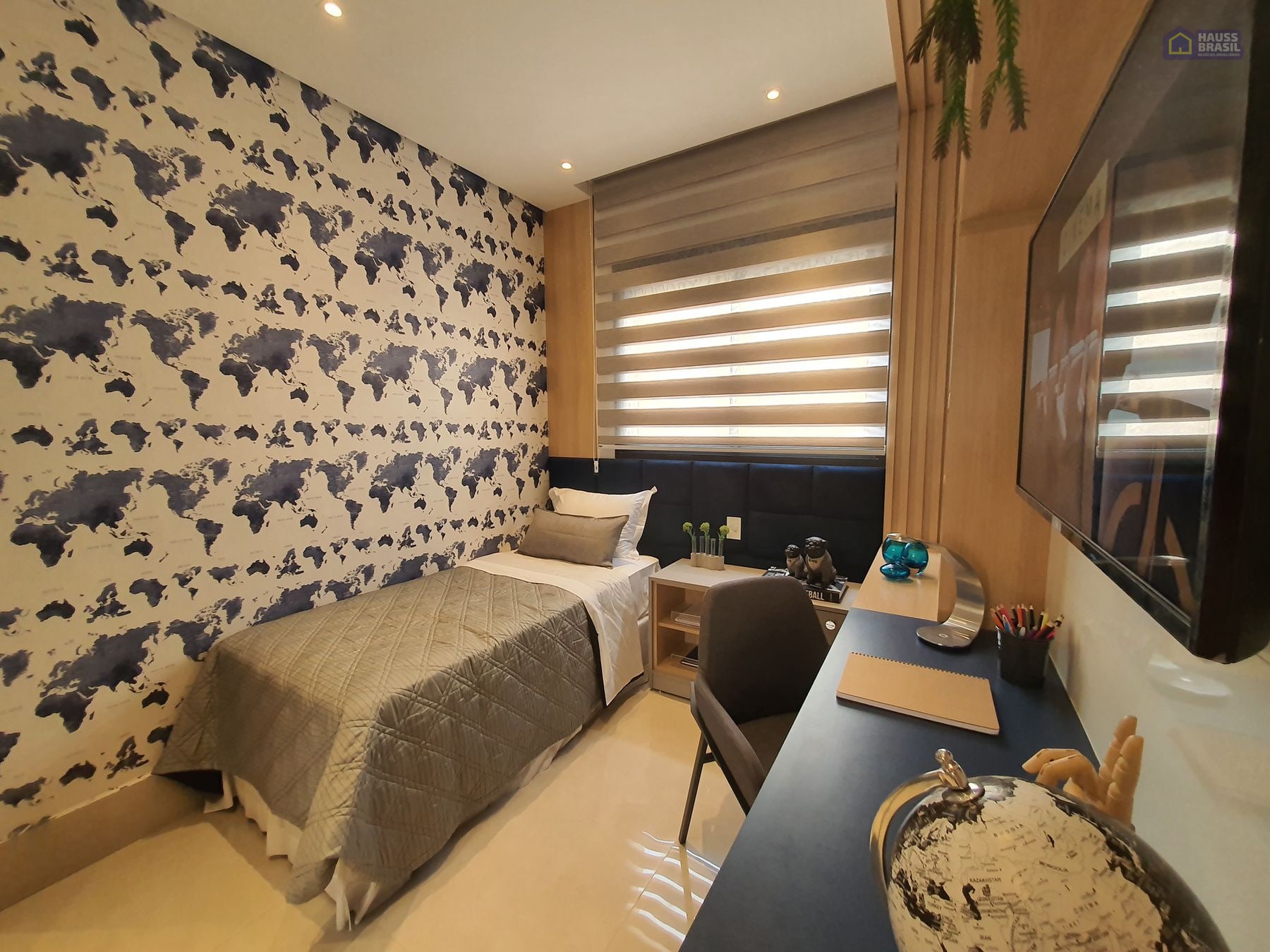 Suíte master do apartamento decorado