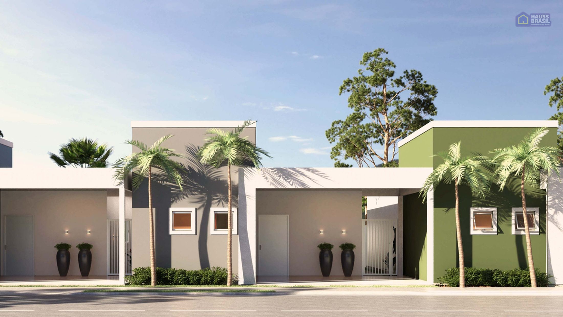 Fachada das casas do condomínio Murano Residence em Cuiabá